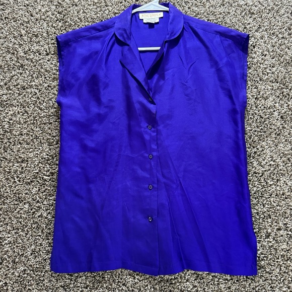 The Birds Tops - Vintage The Birds 100% Silk Blouse Purple Size 9/10 Made in Hong Kong Sleeveless